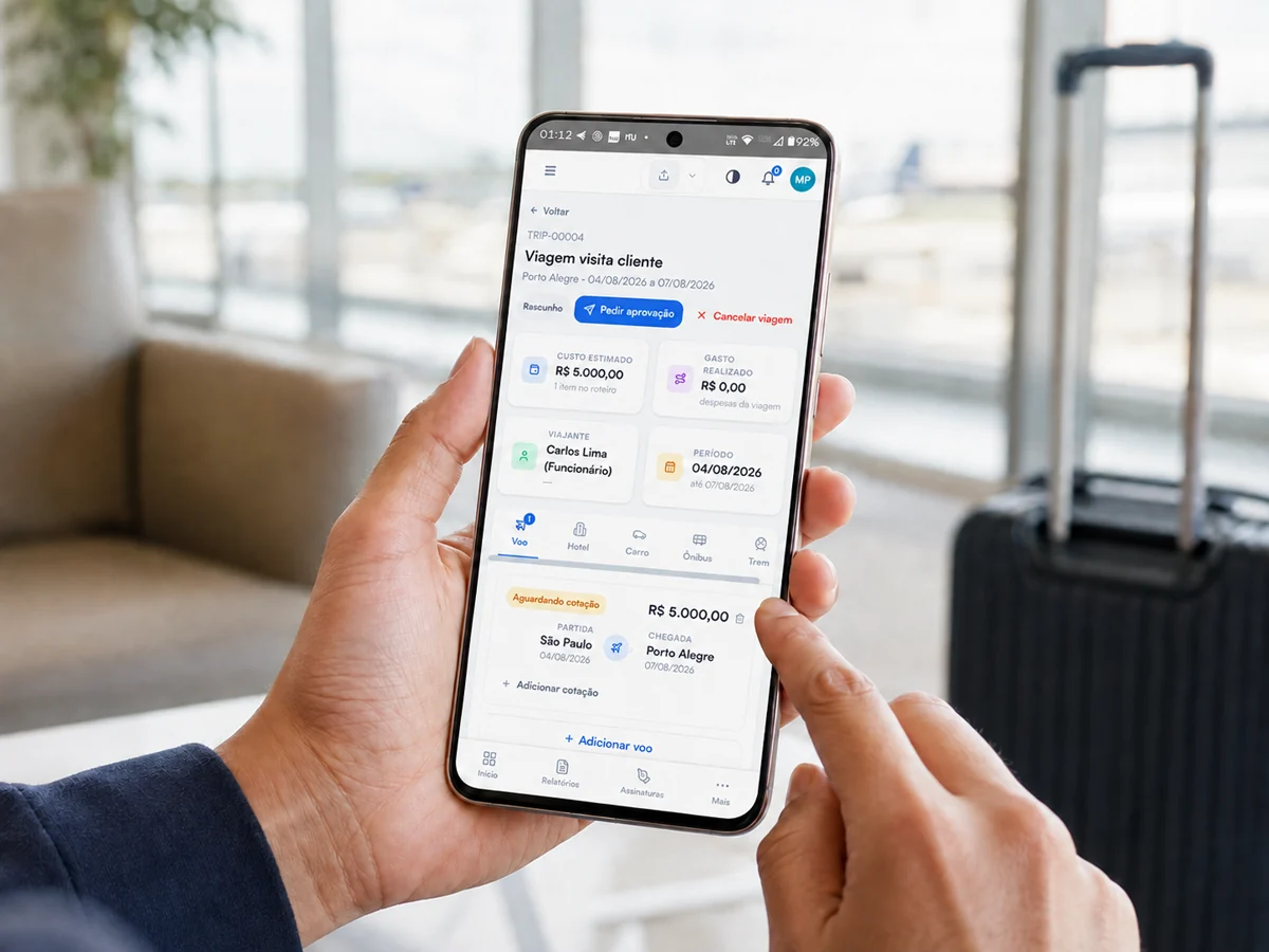 Planejamento de viagem corporativa no Jad Expenses