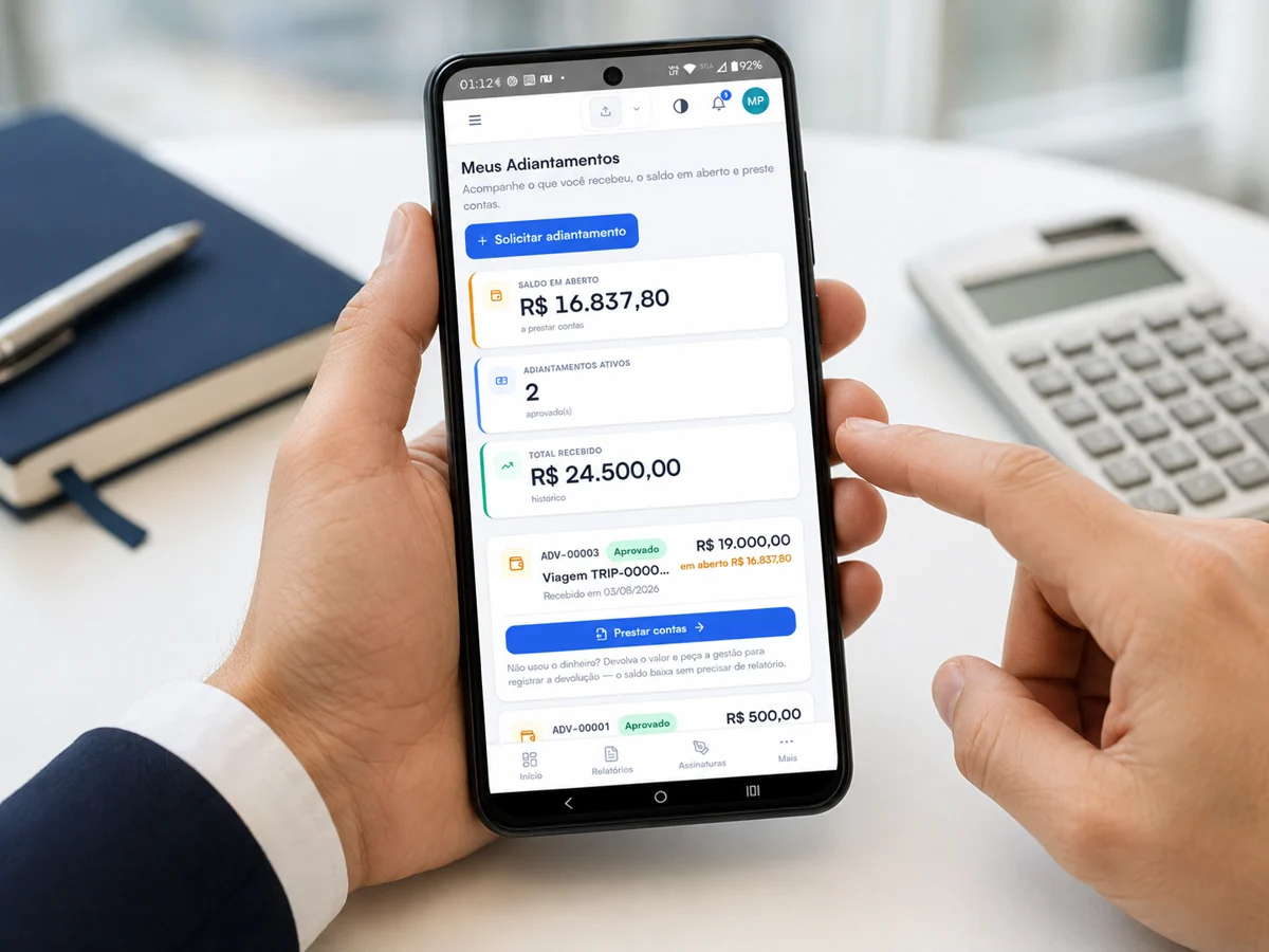 Controle de adiantamentos no Jad Expenses